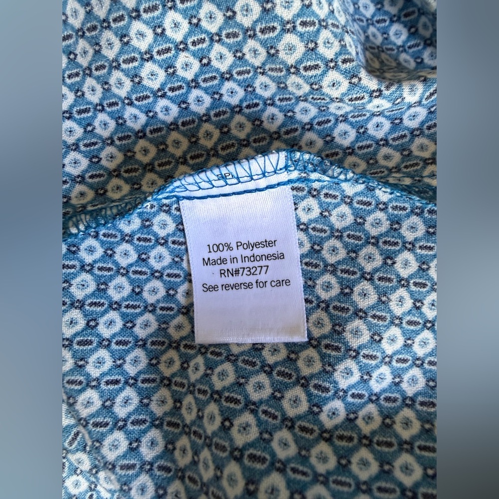 croft & barrow Blue & White Floral Print Midi Shirt Dress Tie Waist Office Work - Picture 4 of 5